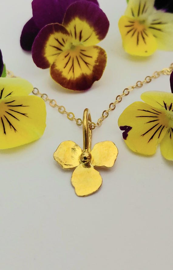 24K Gold Tiny Blossom Pendant.