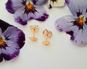 Tiny 24K Gold Dot Earrings: 18K Gold Posts and Ear Nuts