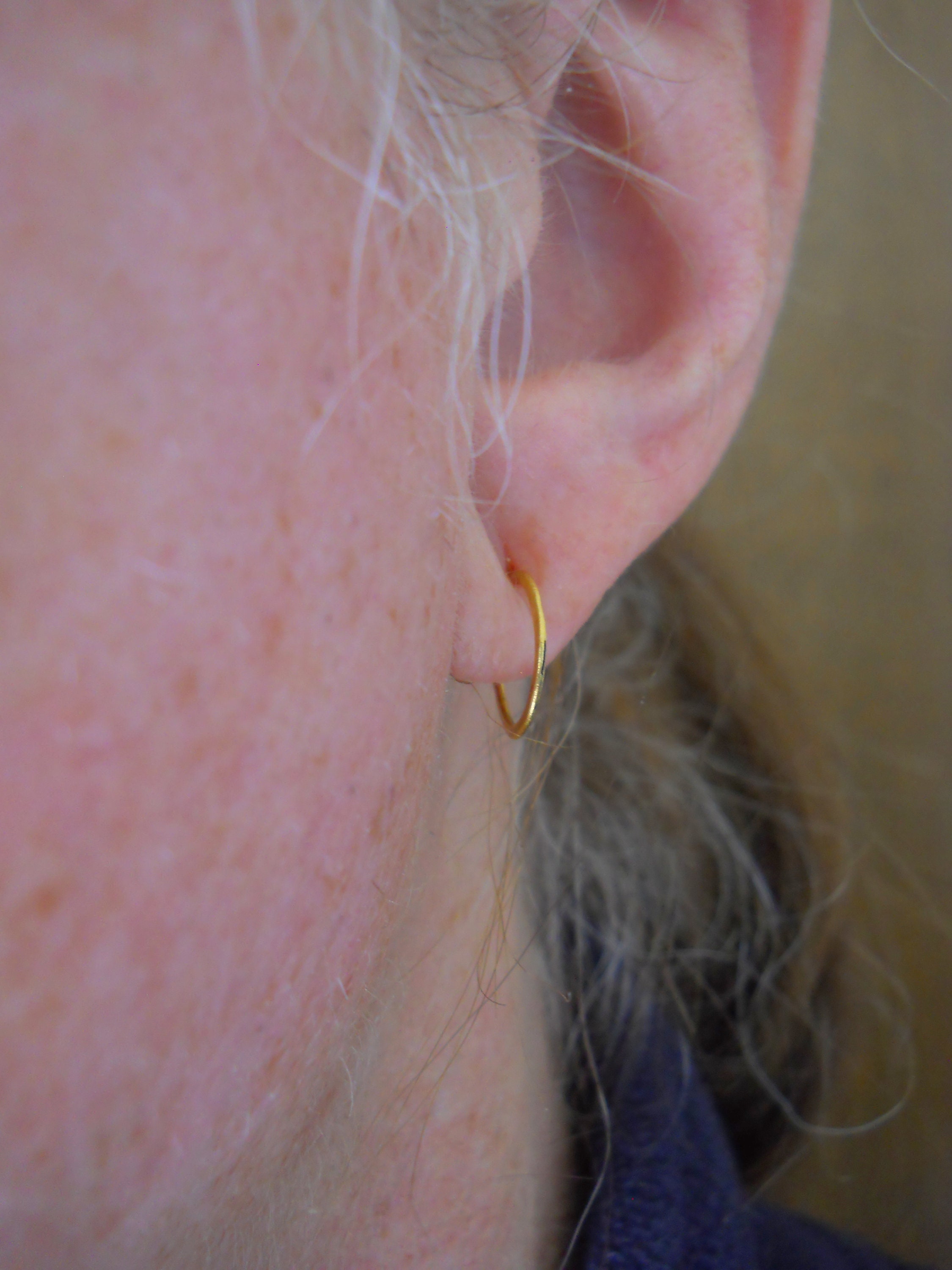 24K Solid Gold Artisan Hoop Earrings. Tiny, Teeny Pure Gold Hoops for