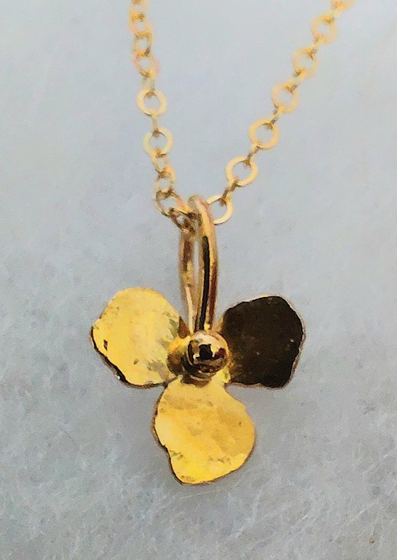 24K Gold Tiny Blossom Pendant.