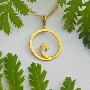 24K Solid Gold Hand Forged Delicate "Moon Wave" Charm Pendant. Pure 24K Gold  Minimalist Lucky Moon Charm. Artisan Design.