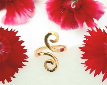Hand Forged 24K Solid Gold Spiral Ring: Golden Tendril Pinky Ring