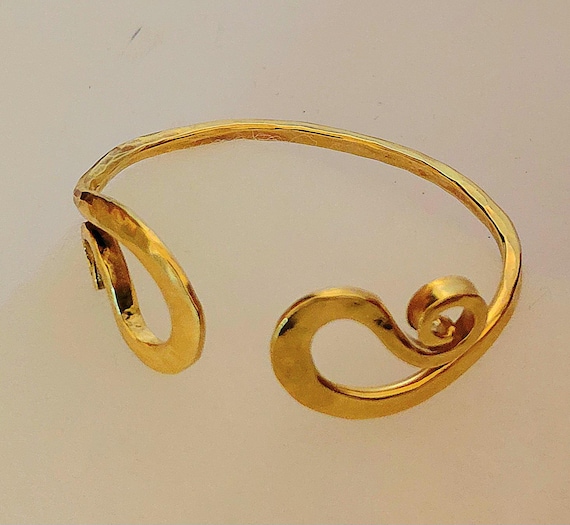 Hand Forged 24K Gold Cuff Bracelet: Hammered Texture. Artisan Design. 100 % Pure Solid Gold.