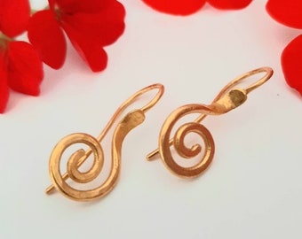 24K Gold Spiral Dangle Earrings: Artisan Hypoallergenic Jewelry