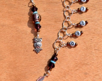 Beaded Knitting Row Counter: 1-100 Long Chain Style with Lever Lock Progress Keeper