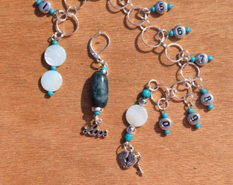 Beaded Knitting Row Counter: 1-100 Long Chain Style with Lever Lock Progress Keeper