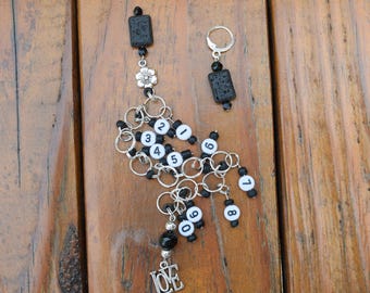 Beaded Knitting Row Counter: 1-100 Long Style Chain with Lever Lock Progress Keeper