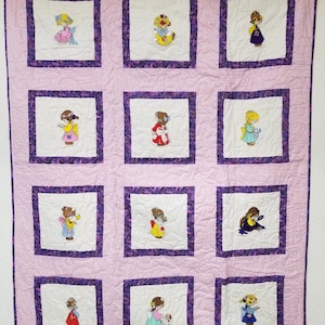 Precious Girls 41x53 baby Quilt, Kid Quilt