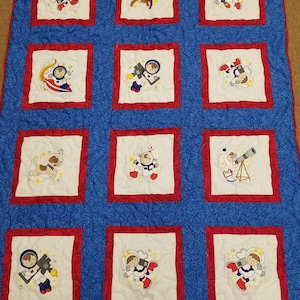 Astronaut baby or kids quilt 41&quot;x 53&quot;