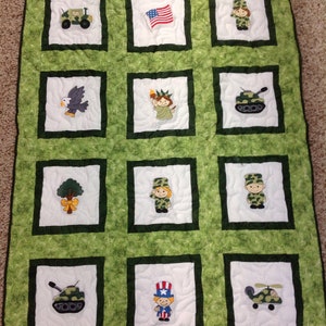 Patriotic 41x53 Baby or Kids Quilt Armed Forces Flag