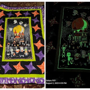 Glow in the dark Halloween throw sized quilt!