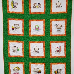Monkey Baby Quilt,41x53 Kid Quilt