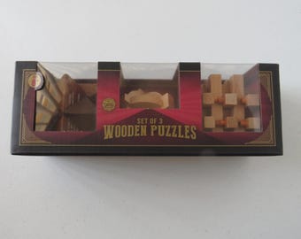 The Original Fun Workshop Set Of 3 Wooden Puzzles  Brain Teaser