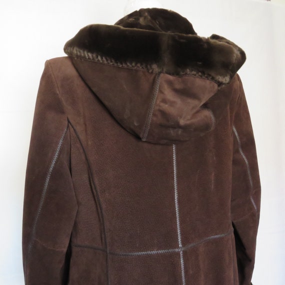 Gallery Brown Leather Suede Faux Fur Hooded Women… - image 5