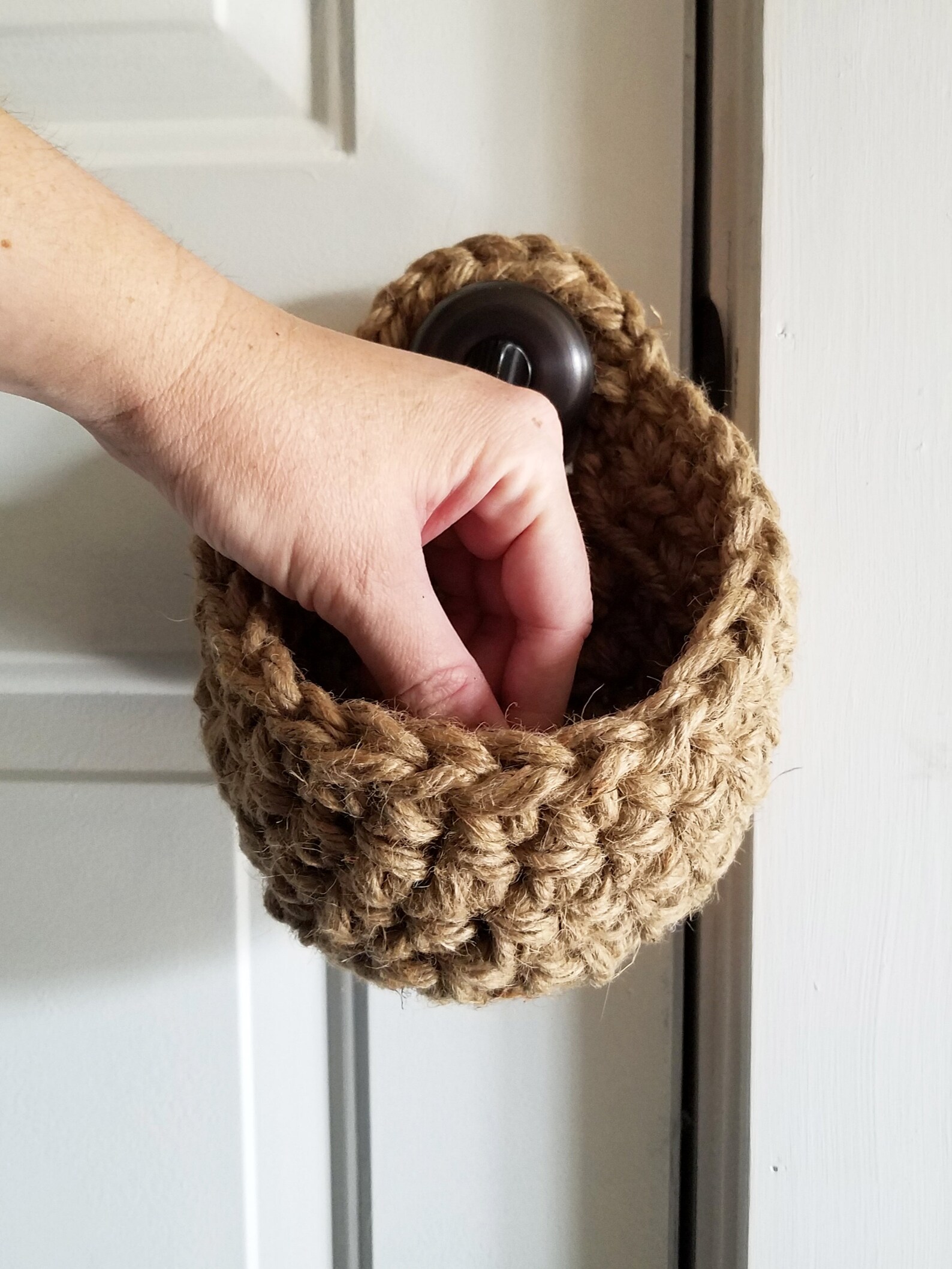 Dog Leash Storage Basket Jute Door Knob Hanging Basket Etsy