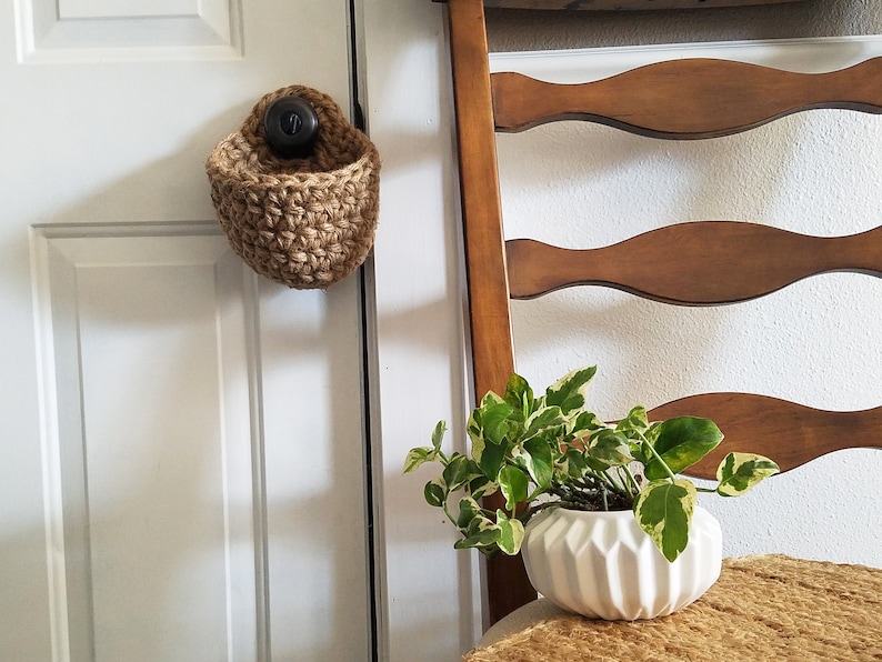 Dog Leash Storage Basket Jute Door Knob Hanging Basket Etsy