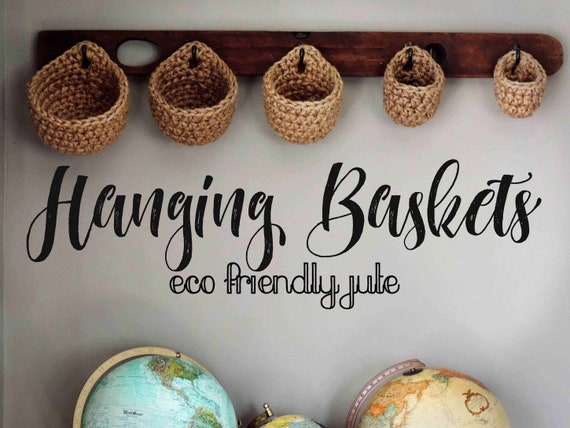 Hanging Wall Baskets Eco Friendly Jute Hook Storage Basket for Closet Cabinet Rustic Pouch Coat Rack Basket Custom Made to Order Etsy