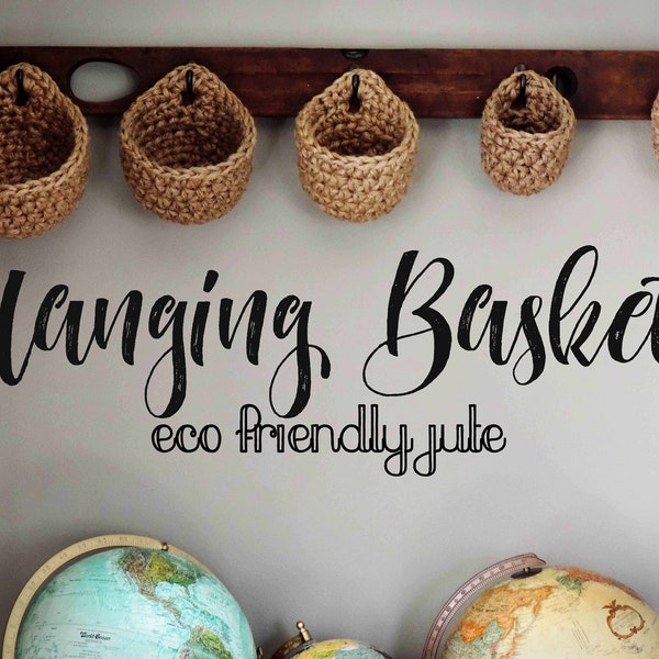 Hanging Jute Storage Basket for Coat Racks & Merchandise Display, Sturdy Eco-Friendly Wall Pouch, Rustic Plant Hanger // Made to Order