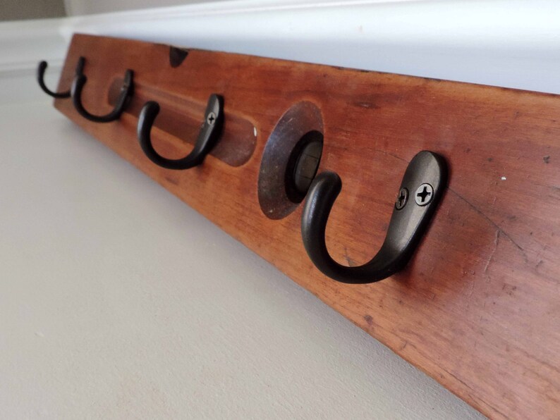 Antique Wood Level Coat Rack Wall Hooks Primitive Man Cave & Etsy