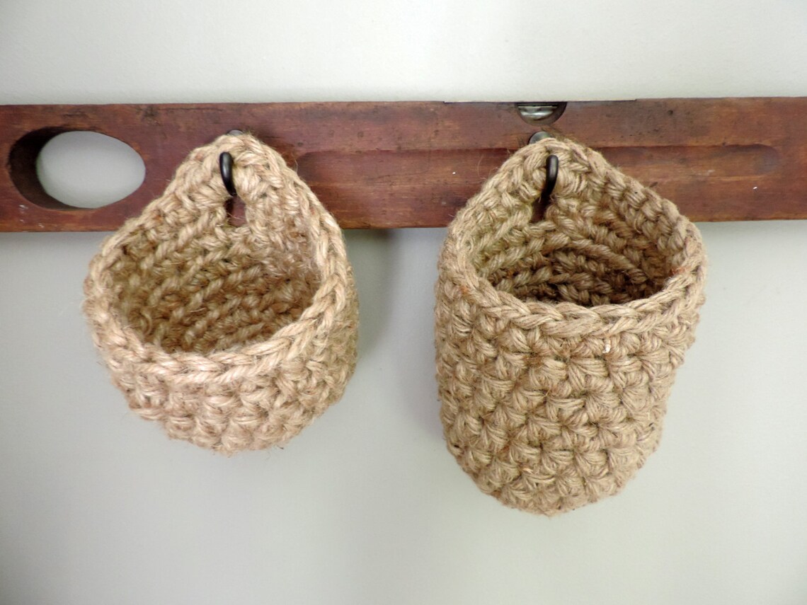 Hanging Jute Wall Basket Thick Handwoven Macrame Jute Storage Etsy