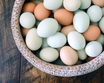 Hand Blown Easter Eggs | Light Mix | Farmhouse Kitchen Home Decor, Pysanky, Real Natural Blown Out, Preserved Primitive Chicken Eggs