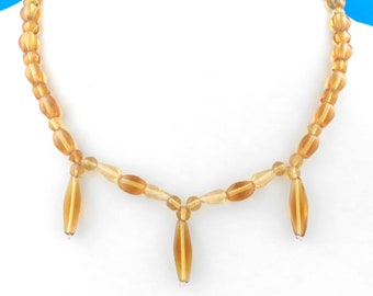 1930s  - Czech Art Deco Bohemian Yellow Glass Beads Necklace