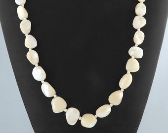 Long Antique / Vintage Balamuti Mother of Pearl Beads Necklace - 29"