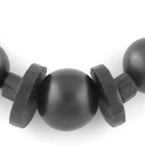 Chunky Vintage Carved Black Exotic Wood Beads Boho Style Necklace 17 image 3