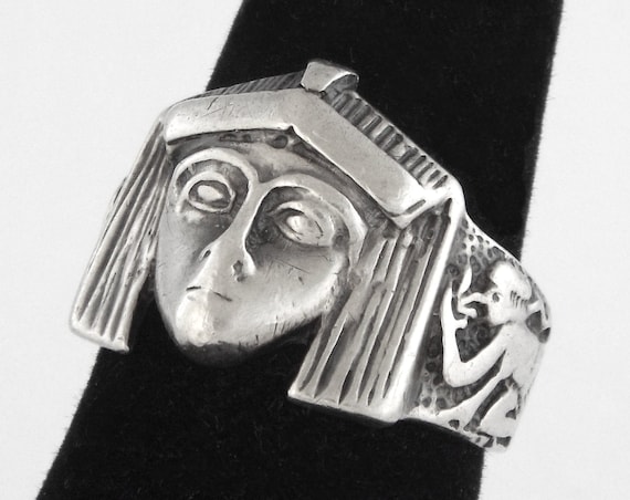 1920s - Rare Art Deco Egyptian Revival Sterling Si