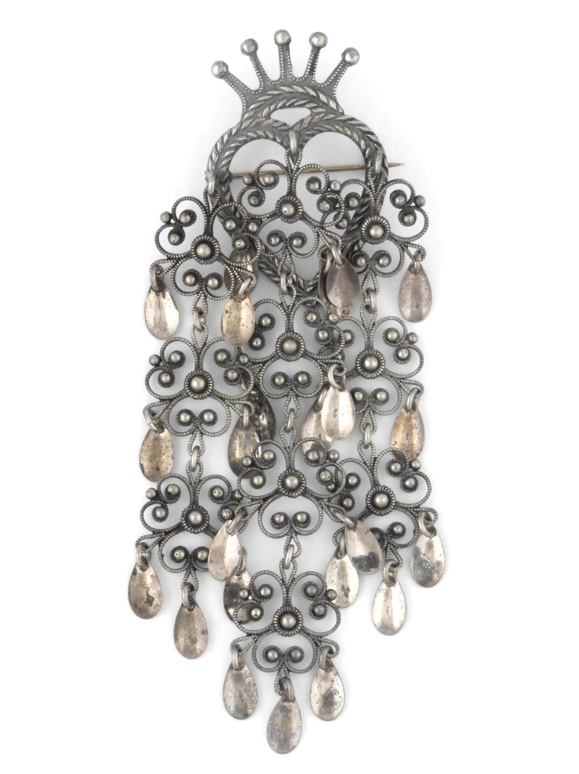 C.1900 - Norvegian Norway Antique 830S Silver Heart & Crown SØLJE