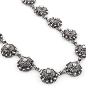 1860-80s - Rare Victorian Etruscan Revival Sterling Silver Necklace - 23&quot; - 91 gr.