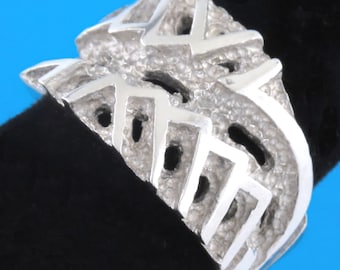 1970s - Wide Vintage Sterling Silver Brutalist Modernist Ring - Size 6.5