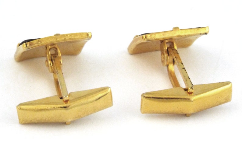SPAIN Vintage Damascene 24K Gold Inlaid Flying Birds Studs Cufflinks