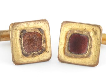 1960s - FRANCE - WILLY - Vintage Enameled Modernist Gold Tone Cufflinks