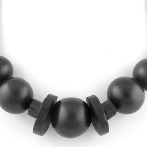 Chunky Vintage Carved Black Exotic Wood Beads Boho Style Necklace 17 image 2