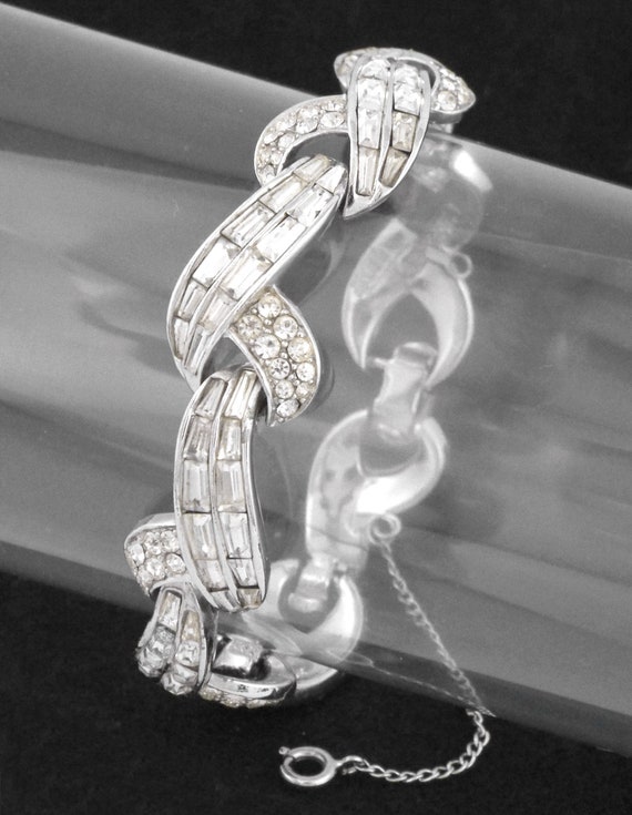 1950s - MARCEL BOUCHER - Clear Rhinestones Silver