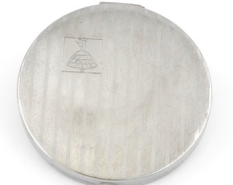 1930s - TRE-JUR - Art Deco Silver Tone Powder Compact - New York