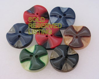 3 Medium antique vintage sewing buttons neat ones i Art Deco era shell set in celluloid