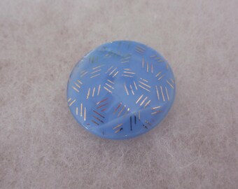 Medium vintage blue glass sewing button - moonglow - gilding - nice!!