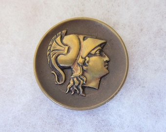 Large antique sewing button - pictorial - Minerva - mythology - gorgeous!