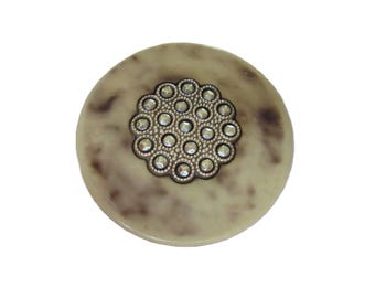 Large antique sewing button - Victorian Celluloid - cluster of steels in center
