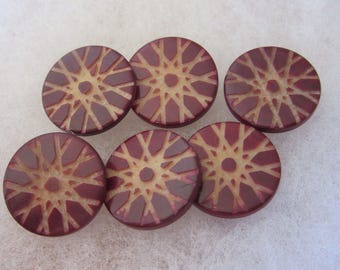 Set of antique vintage vegetable ivory sewing buttons - carved and dyed