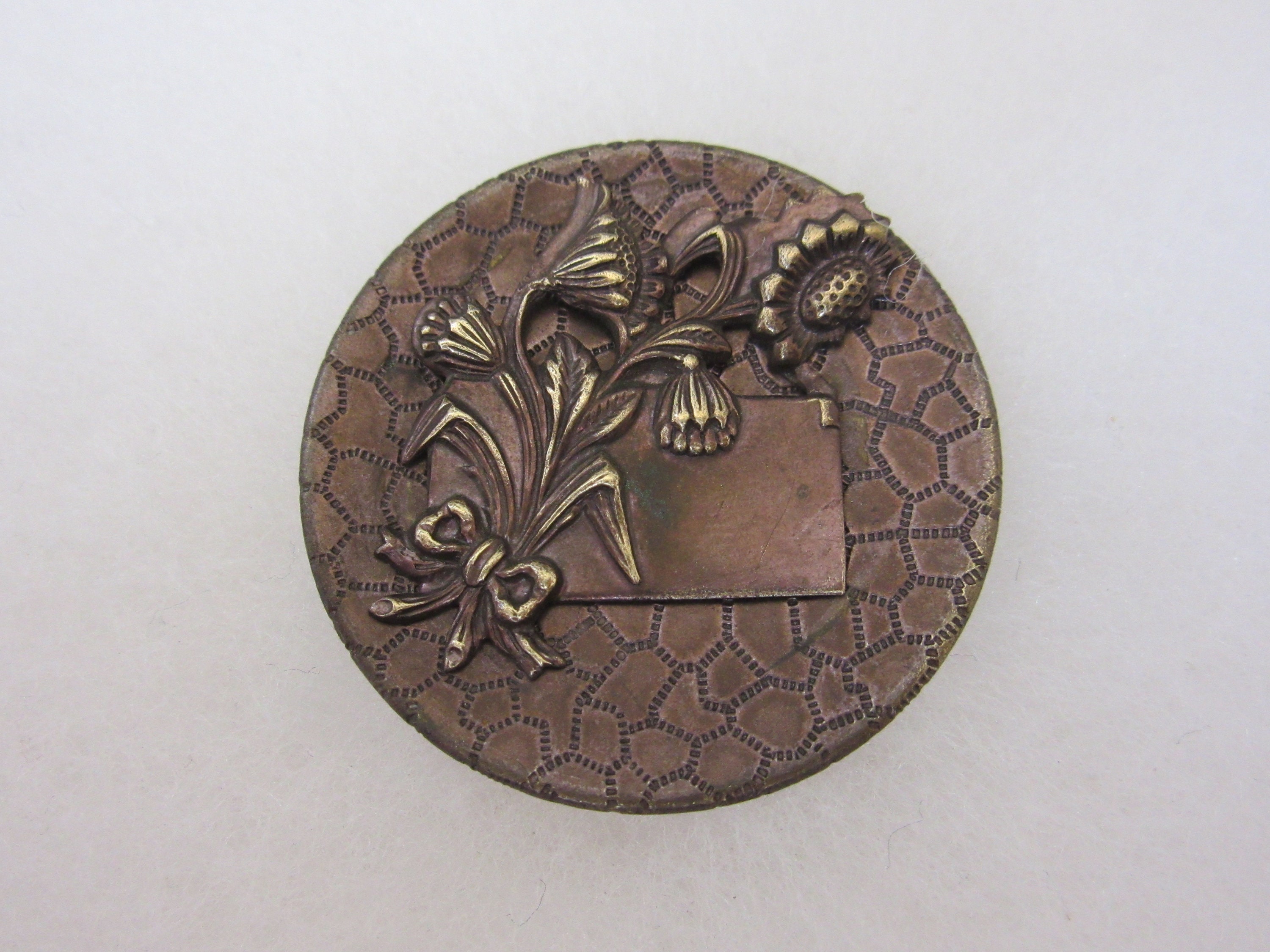 Large antique sewing button brass pictorial 2 piece Etsy