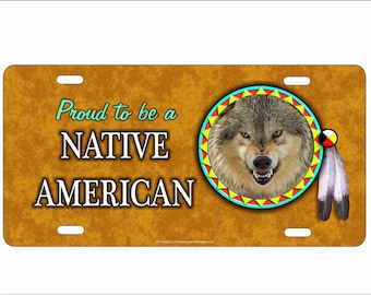 Native Indian Wolf Dream Catcher Front License Plate Cover Metal Vanity Cover Novelty Auto Car Tag