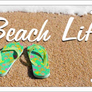 Chinelos para vida na praia, novidade, placa de licença, etiqueta decorativa de alumínio para carro