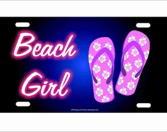 Beach Girl flip flops novelty License Plate decorative vanity aluminum sign front plate