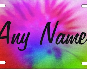 Airbrush Tiedye Personalized Custom Novelty Vanity Front License Plate with any name tyedye decorative auto tag