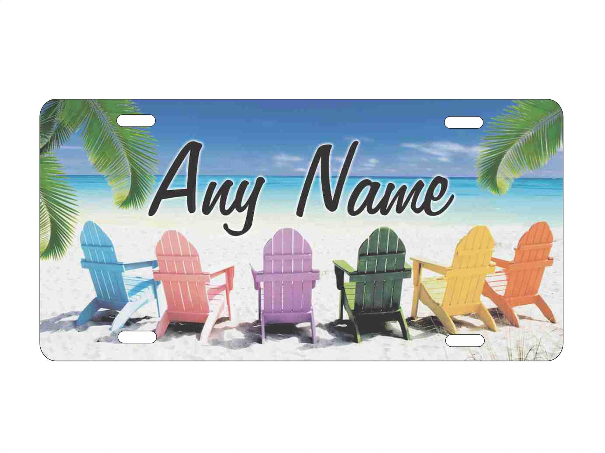 Beach Chairs Tropical Beach Scene Personalized Custom Novelty Front