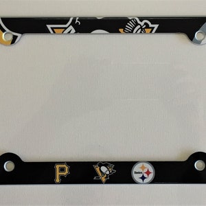 Pittsburgh Sport Mannschaften Kennzeichenrahmen Dekorativer Schildhalter Schwarzer Hintergrund
