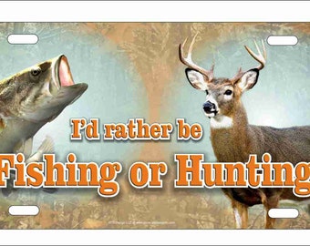 Fishing & Hunting License Plate - Personalized Aluminum Car Tag